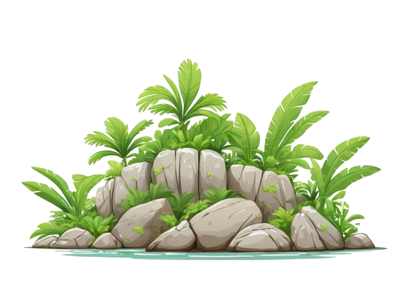 tropical island transparent background. island cartoon illustration png