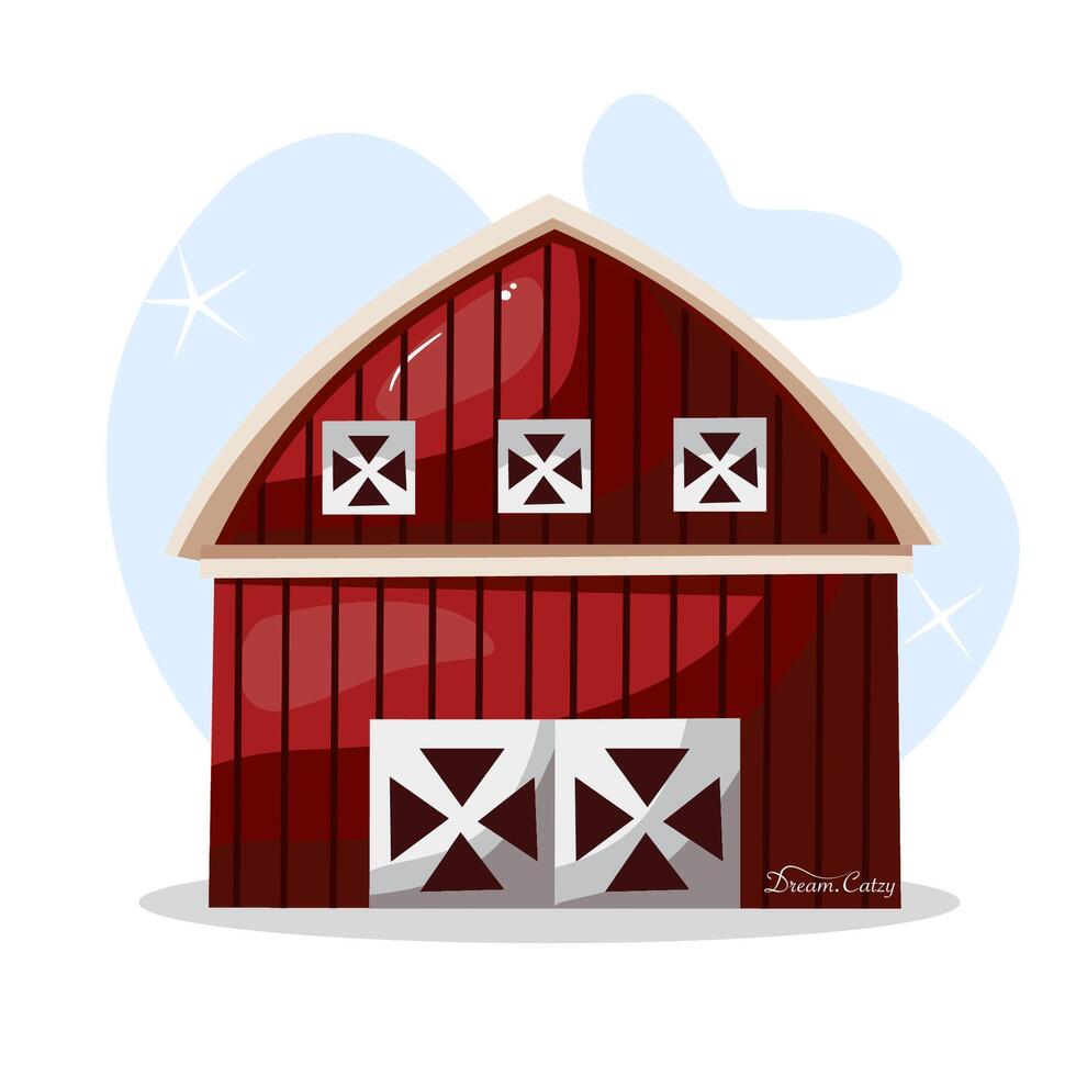 Illustration for cowshed cartoon with blue baground vector
