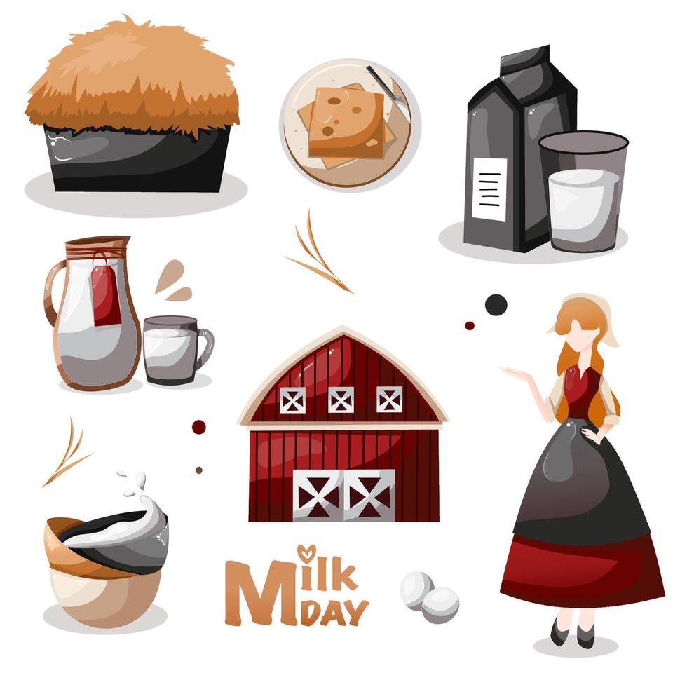 Set illustration of milk day vector