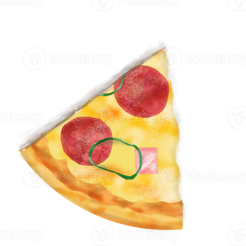 Delicious Sausage Pizza Fast Food Illustration Graphic Element Art Card png