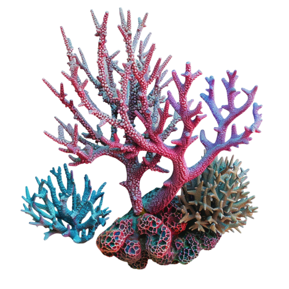 Coral reef 3d model on transparent background. png