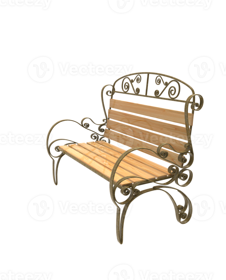 wooden bench isolated 3d png