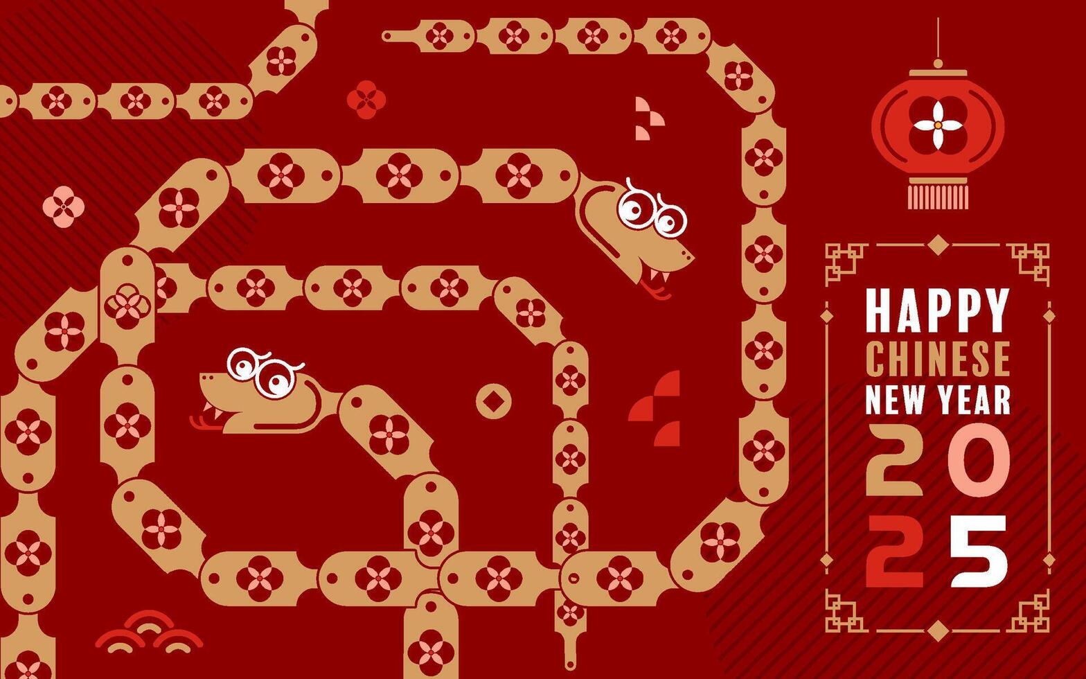 Happy chinese new year 2025 the snake zodiac sign vector