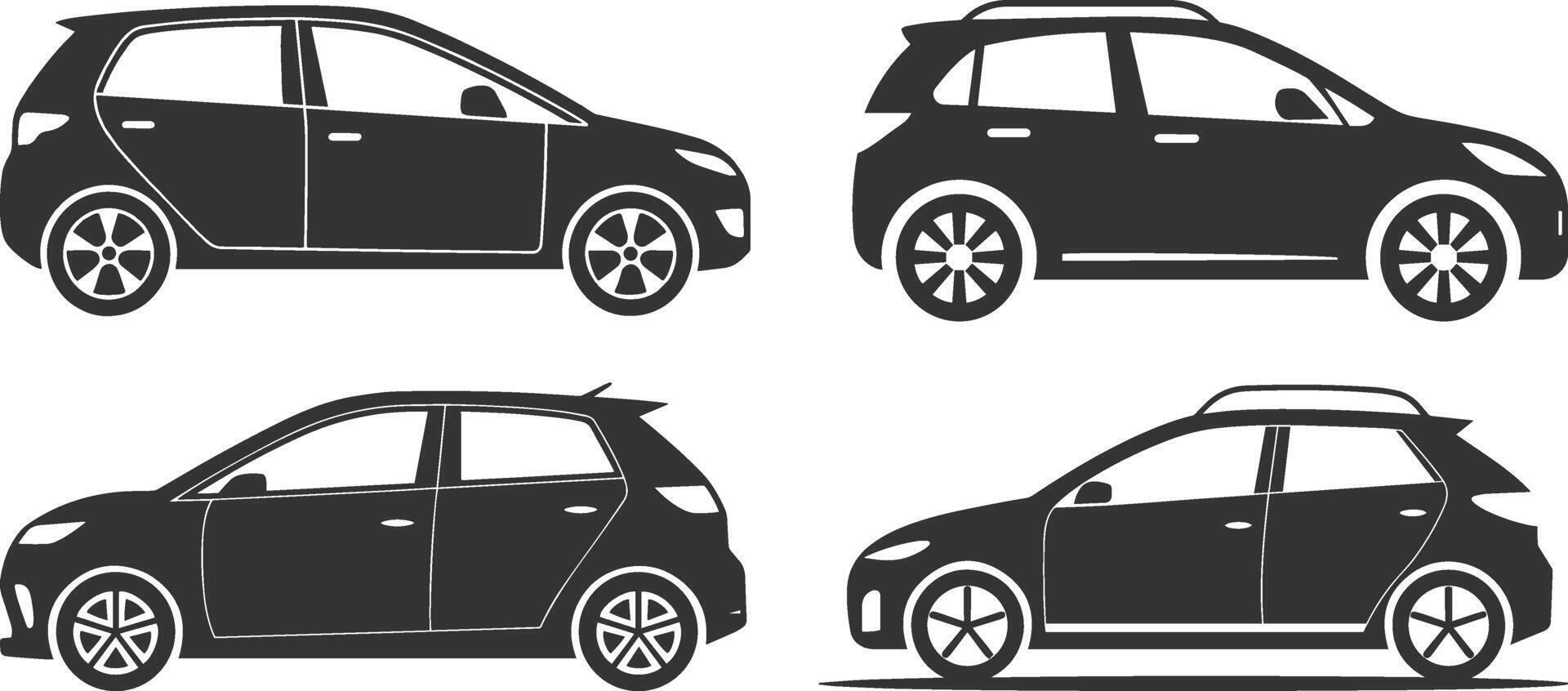set of cars silhouette vector