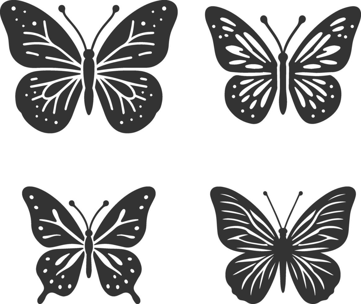 black butterfly silhouettes on clean white background vector
