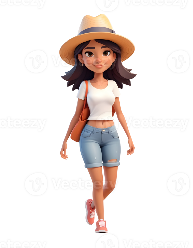 Beautiful girls 3d character design using hats png