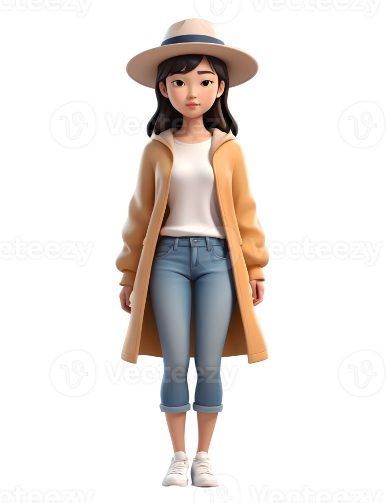 Beautiful girls 3d character design using hats png
