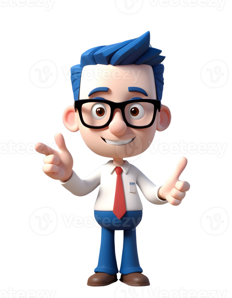 3D character design of an office worker wearing a shirt and tie png