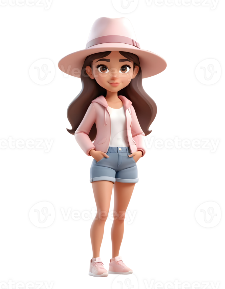 Beautiful girls 3d character design using hats png