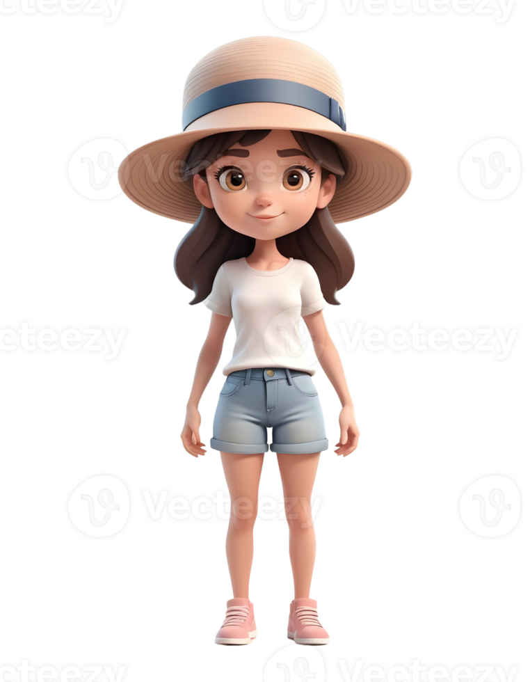 Beautiful girls 3d character design using hats png