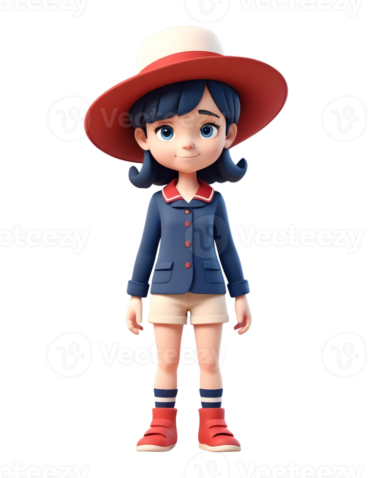 Beautiful girls 3d character design using hats png