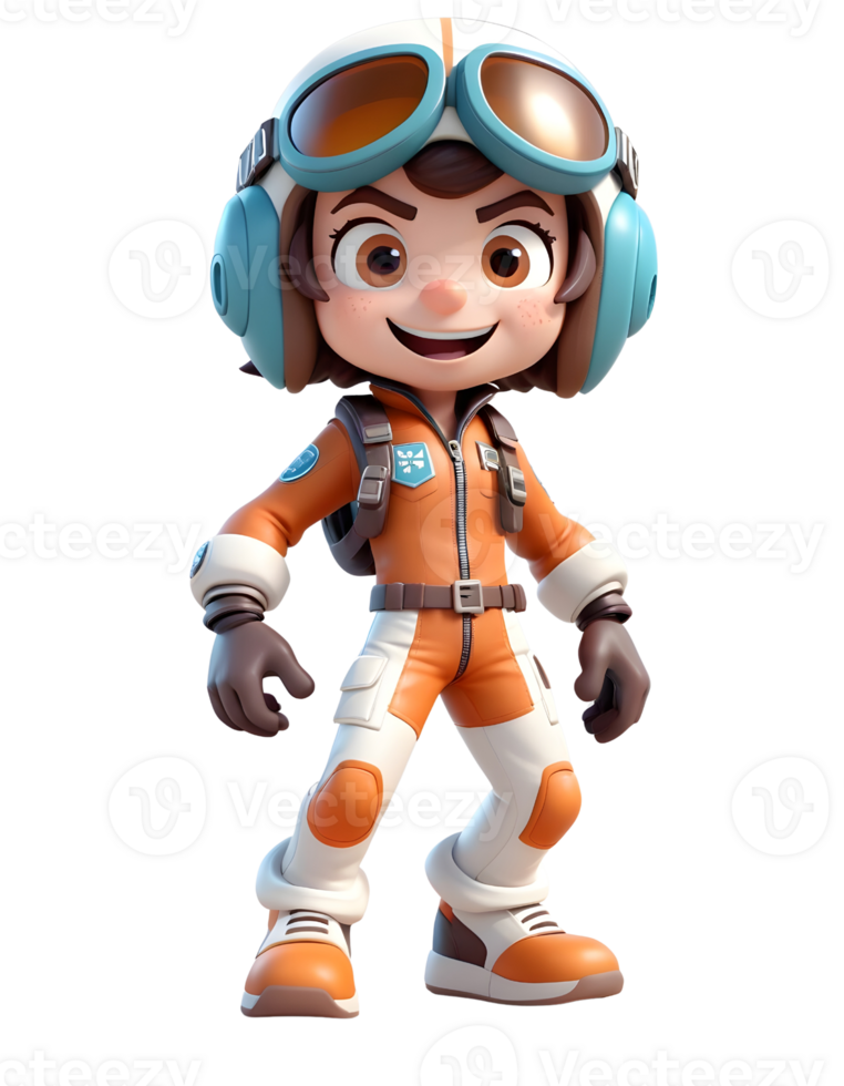 3D character design for a boy using a costume and helmet png