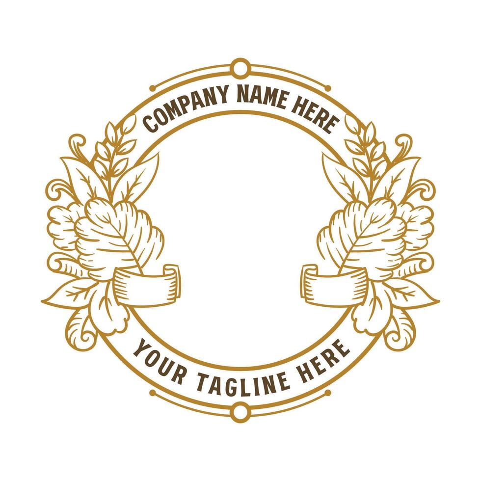 Circular Vintage Border Frame Vintage Royal Crown Badge Emblem Stamp Label Design vector