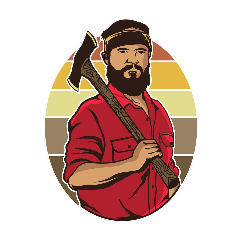 Lumberjack illustration, perfect for woodwork company logo design and t shirt design vector