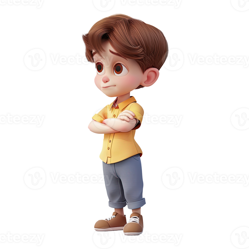 Cute cartoon boy student isolated on transparent background. png