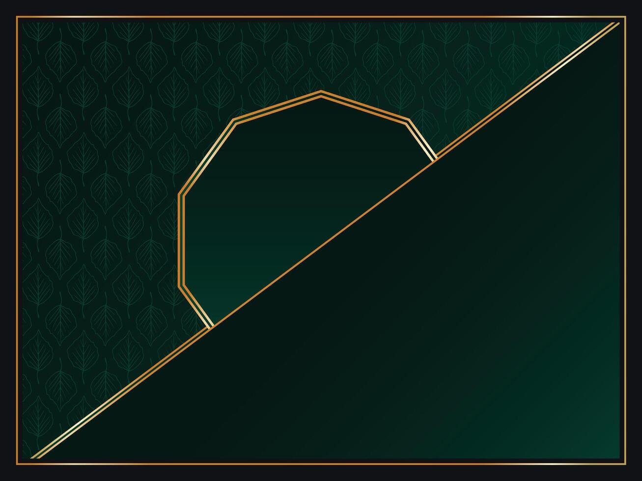 Green abstract background with gold Luxury and realistic vector