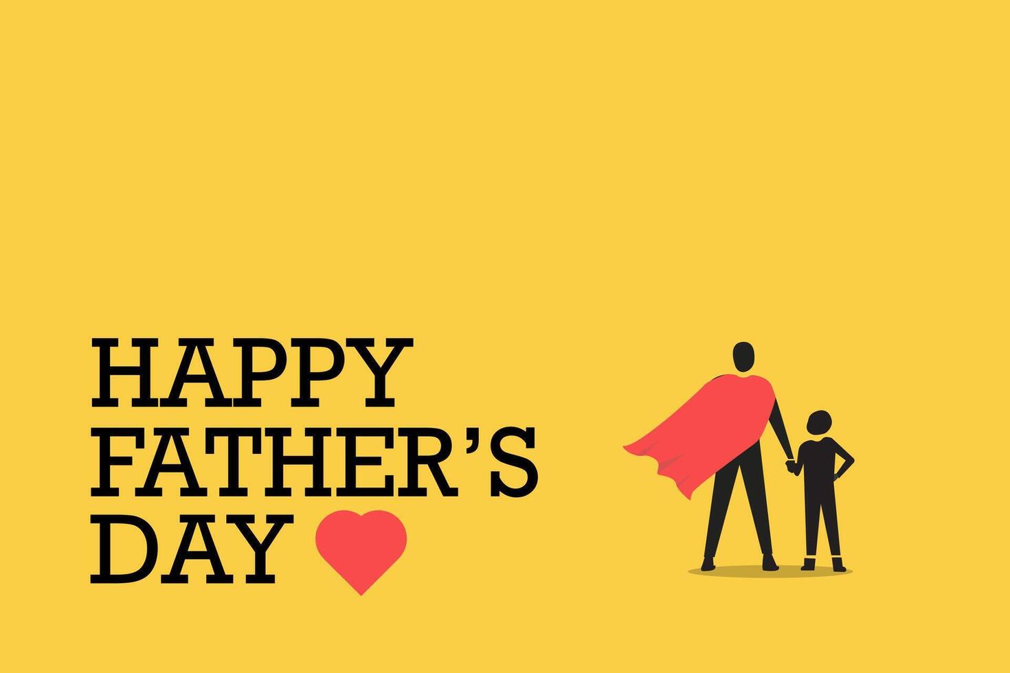 Father and son with Happy Fathers Day concept. The concept of happy family on yellow background can be used for cards, posters, banners. Dad is my hero. eps10 illustration. vector