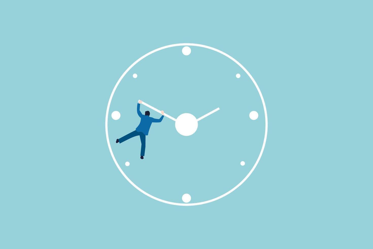 businessman or leader jumping trying to stop time. Concept of finance, economy, professional occupation, business and career. symbol of success, ambition, challenge, motivation and leadership vector