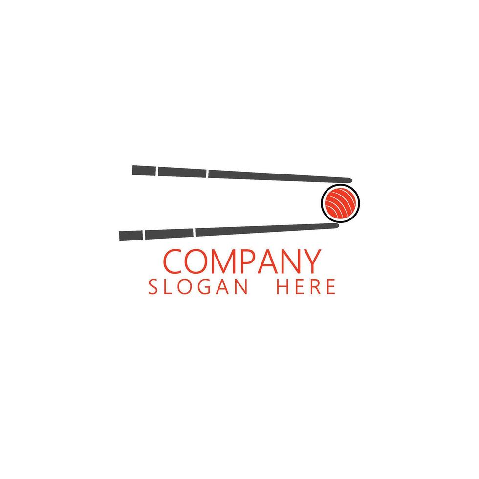 Sushi with chopstick logo design. Asian Food Restaurant Icon. A template icon for Japanese food illustration design vector