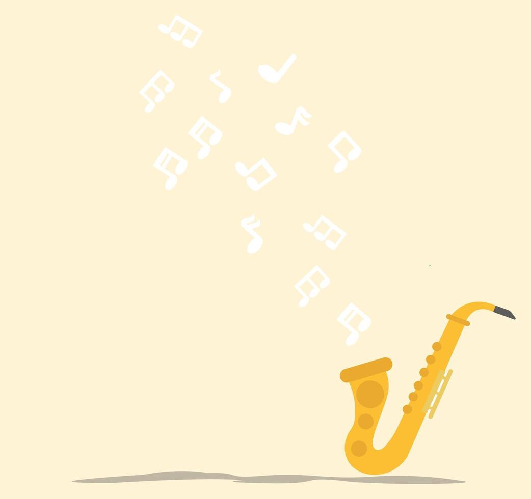 International Jazz Day Illustration, saxophone and notes flat design vector