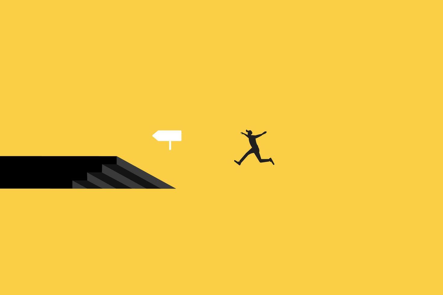 Business or career opportunity concept, businessman running go to stairs. Symbol of new job, success, ambition and motivation. Planning and strategy vector