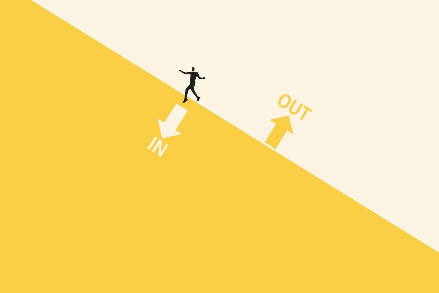 Business opportunity or career success concept with man walking gate in. Symbol of courage, ambition, having a goal, inspiration. vector