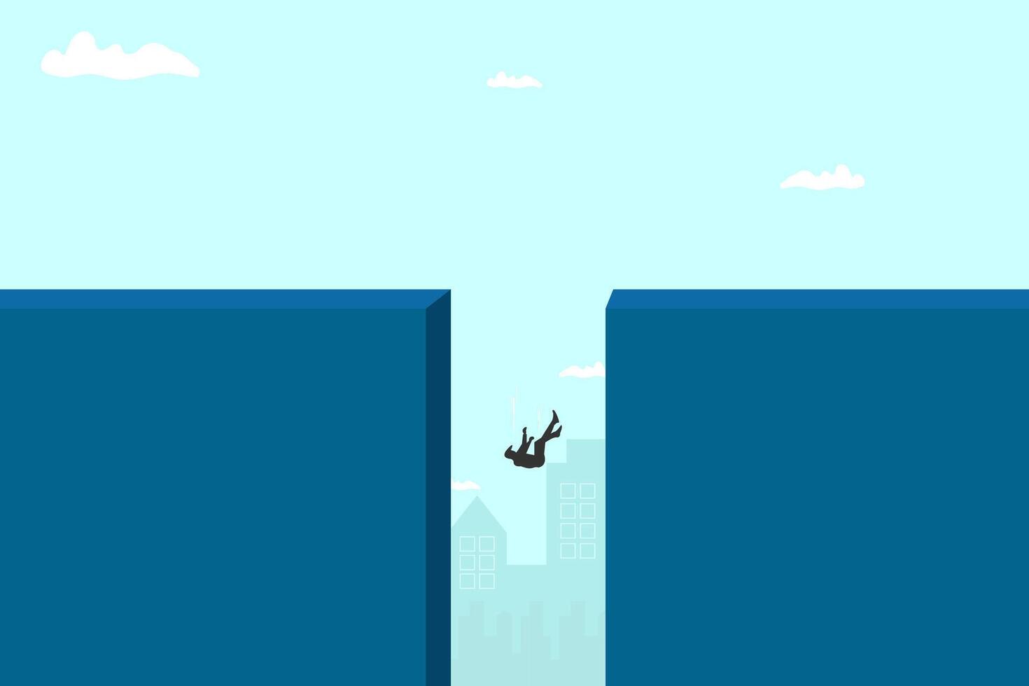 Business and financial crisis concept with businessman falling down the hole. Symbol of market crash, recession, risk, bankruptcy and loss. Eps10 illustration. vector