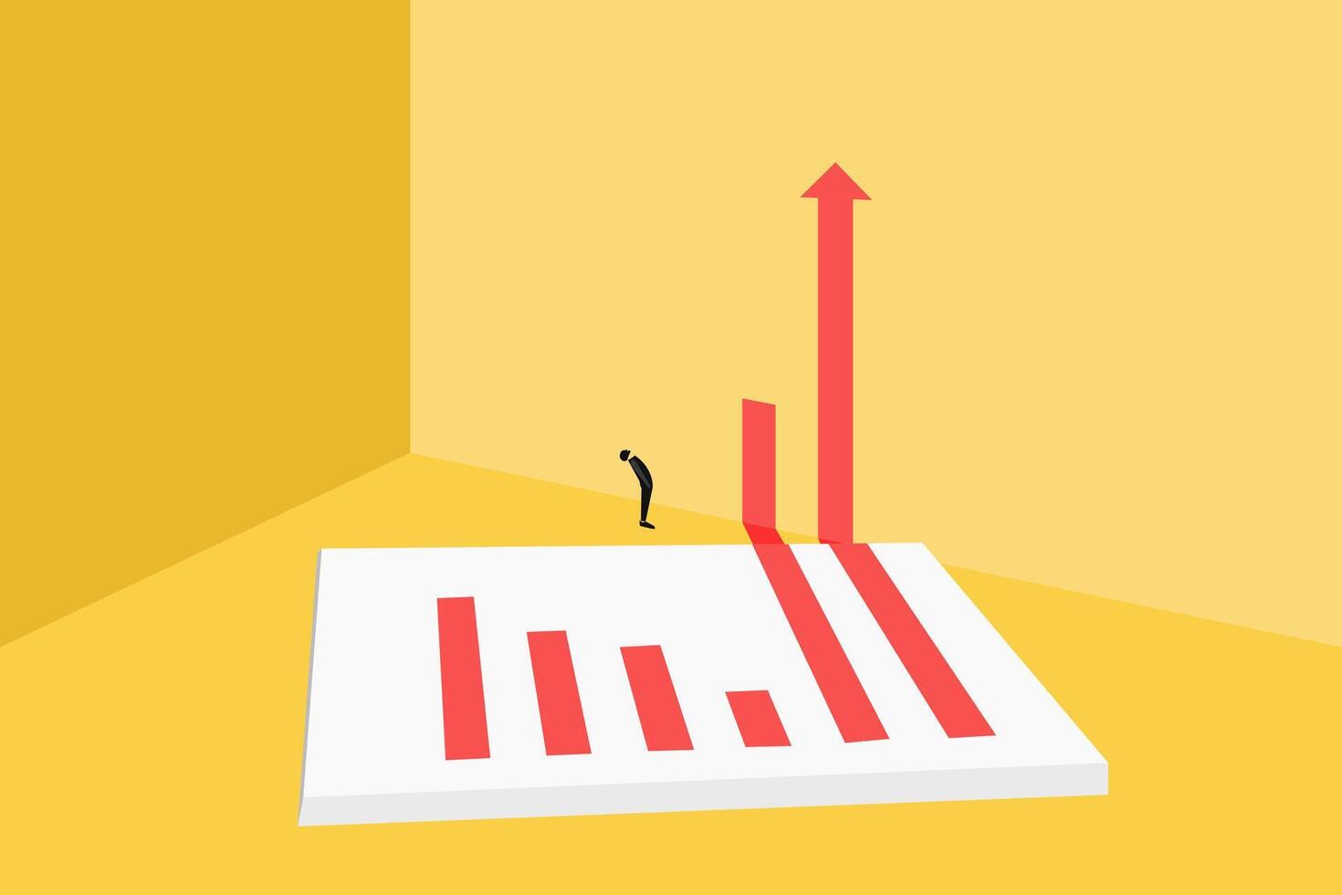 busniness man looking at bars. Financial market growth. The concept of success, financial growth, profit.Career or investment opportunity symbol. Financial market, stock exchange vector