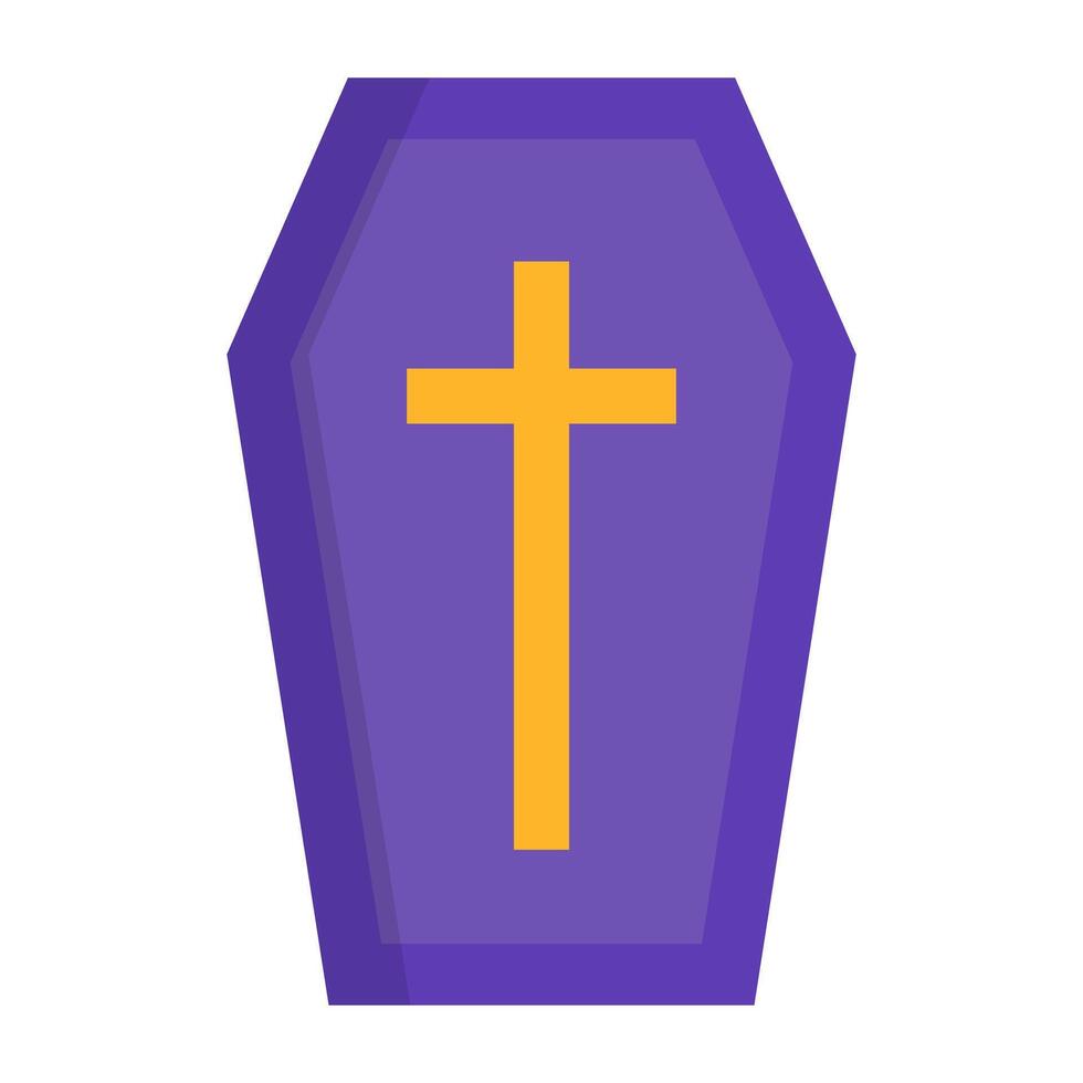 Flat design Christian coffin icon. vector