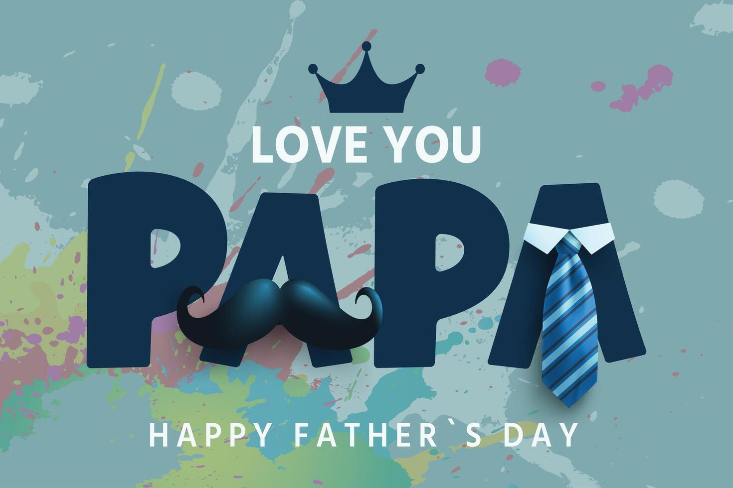 Father's Day poster or banner template with blue background. vector