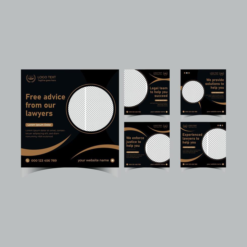 Flat design law firm social media post vector