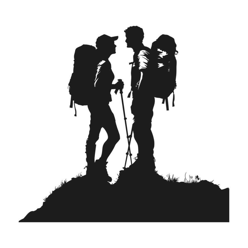 A couple hiker silhouette vector