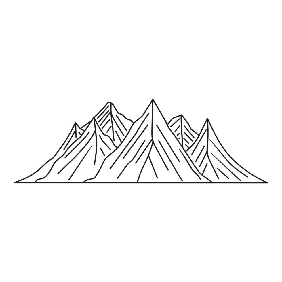 Line art mountain icon style vector