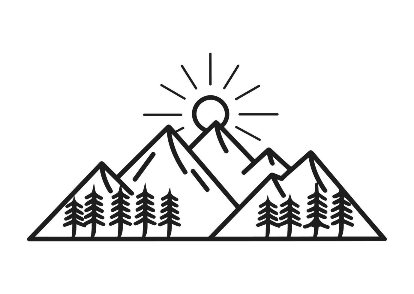 Line art mountain icon style vector