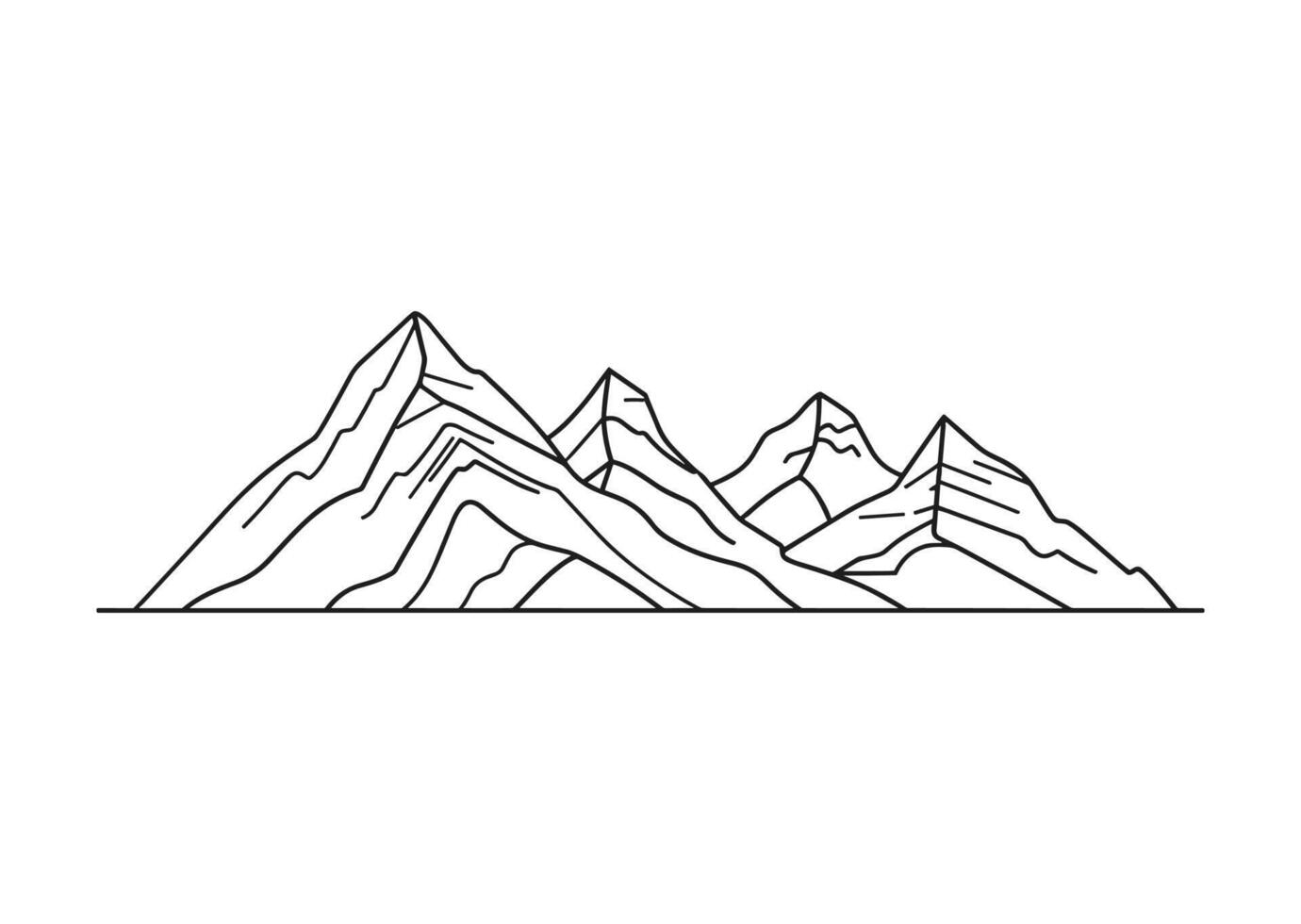 Line art mountain icon style vector
