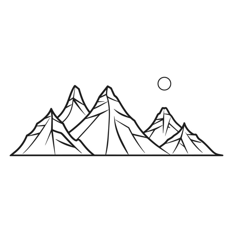 Line art mountain icon style vector
