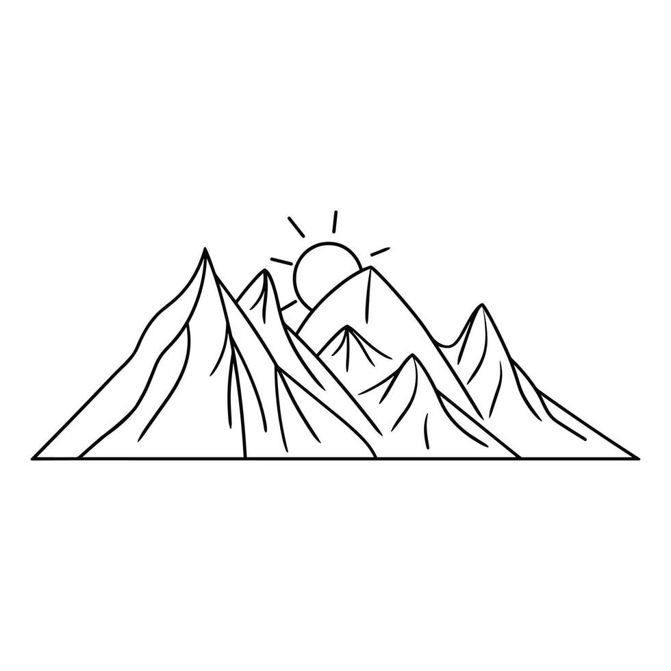 Line art mountain icon style vector