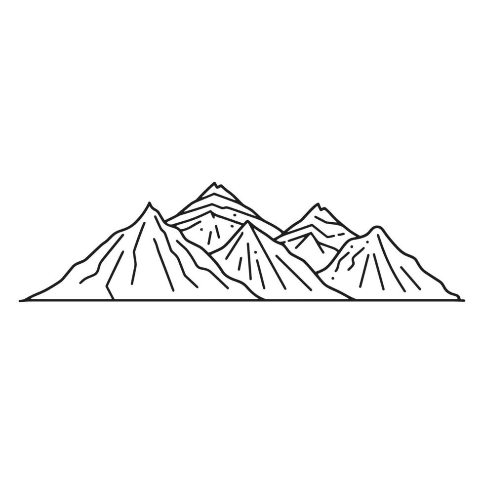 Line art mountain icon style vector