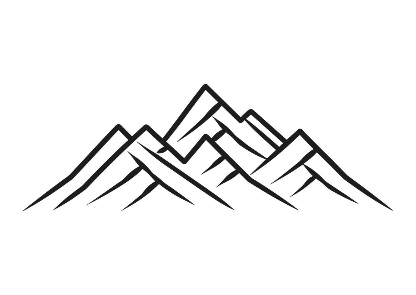 Line art mountain icon style vector