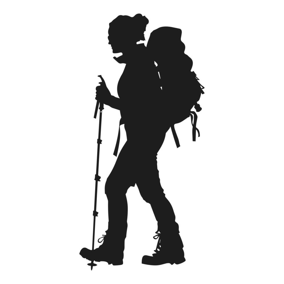 A female hiker silhouette vector