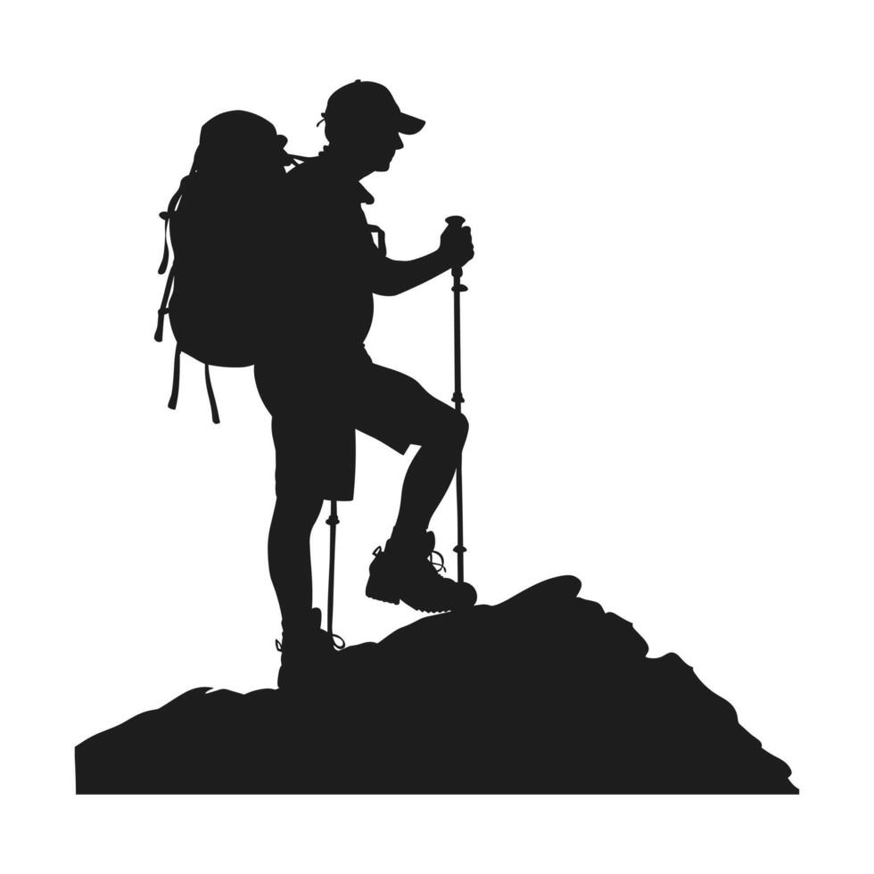 A hiking silhouette vector