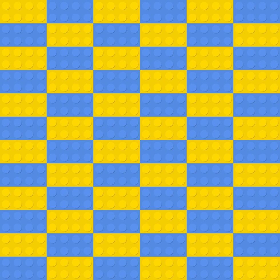 Isolated Yellow and Blue Brick Toy Plastic background. Constructor Blocks Seamless Pattern vector