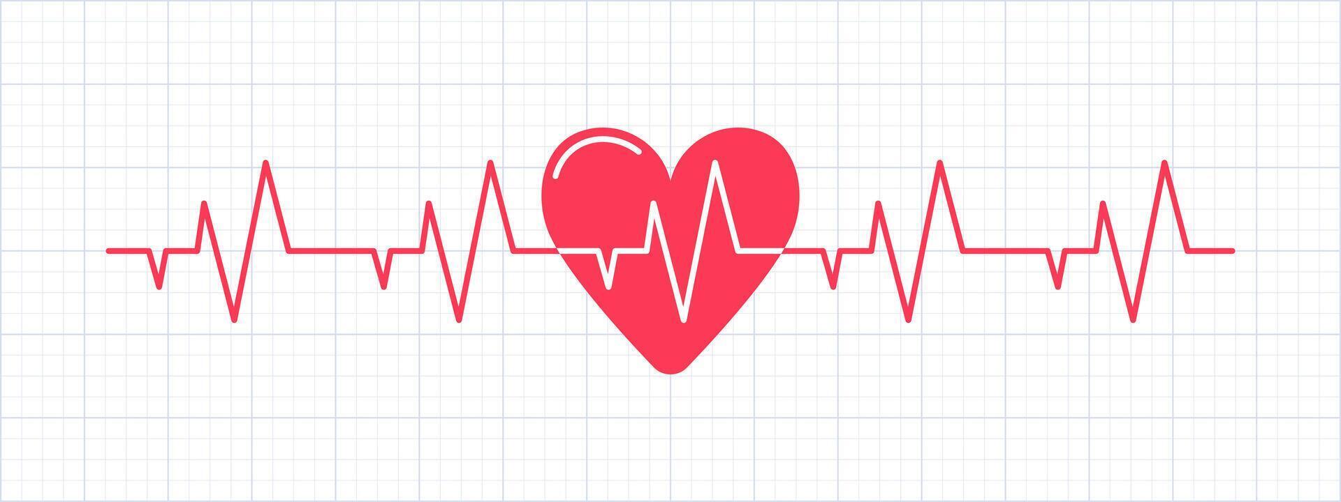 Electrocardiogram concept. ECG, line drawing heart pulse. Heartbeat, cardiogram, wave signal. healthcare, medical background. Thermal recording chart tape or thermal paper. Electrocardiograph. Health. vector