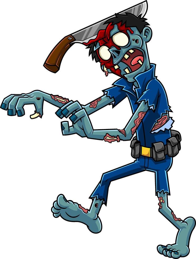 Scary Zombie Cartoon Character Walking vector