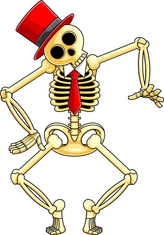 Halloween Skeleton Ghost Cartoon Character Dancing vector