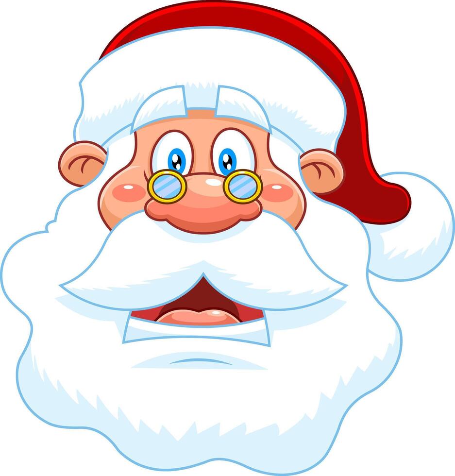 Classic Santa Claus Face Portrait Cartoon Character Is Surprised vector