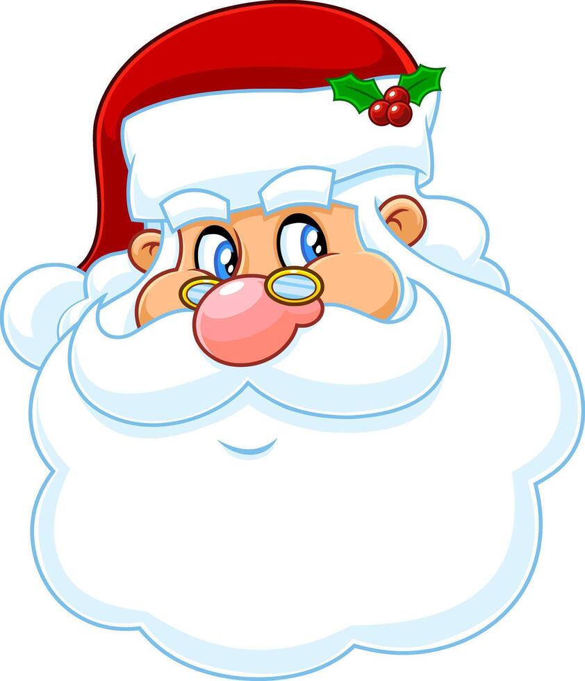 Classic Santa Claus Face Portrait Cartoon Character Smiling vector
