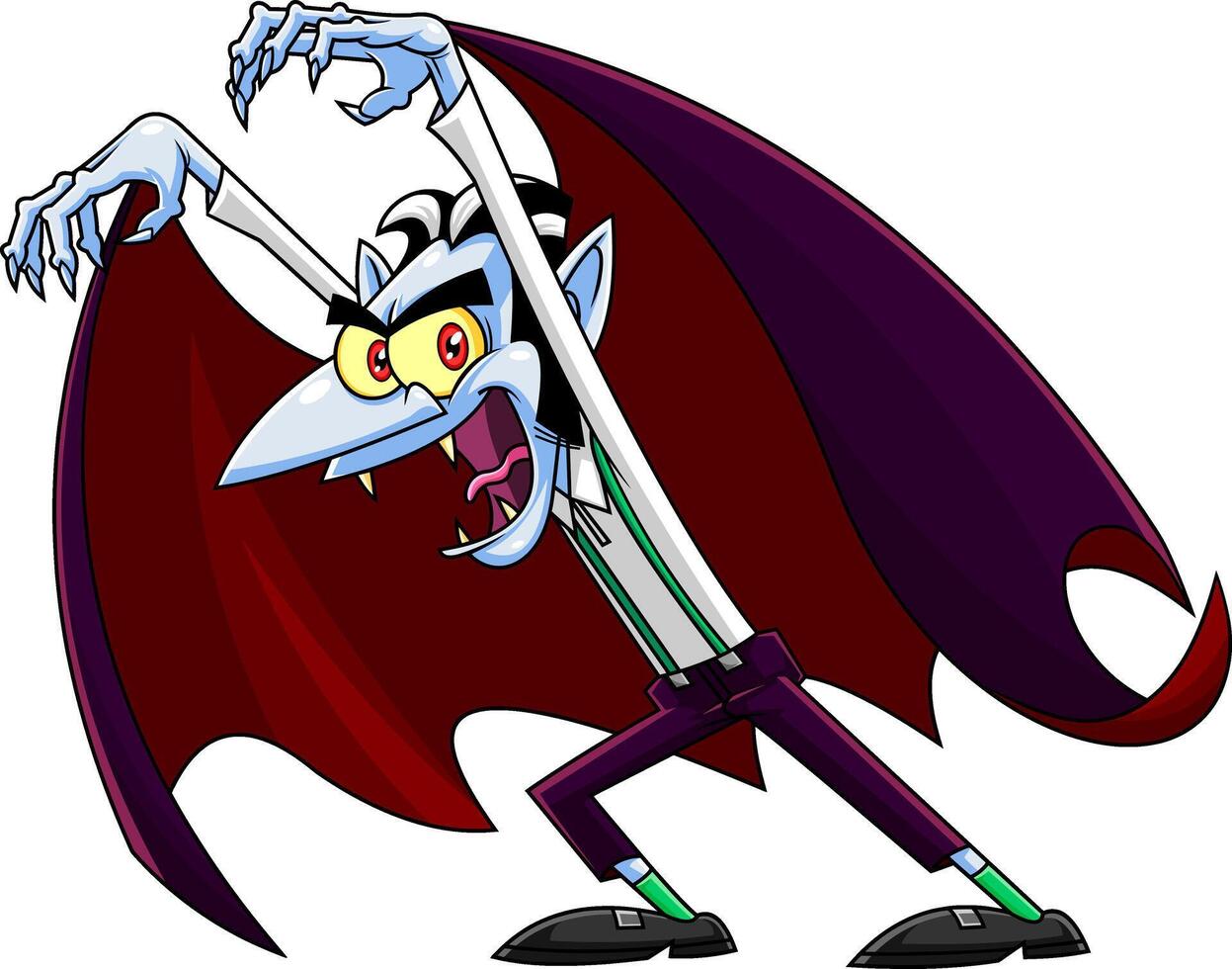 Scary Vampire Cartoon Character Attacking With Hands Up vector