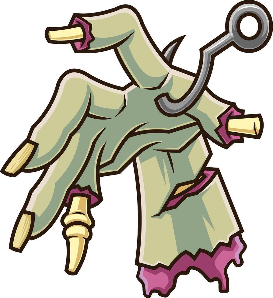 Evil Zombie Hand. Cartoon Hand Drawn Illustration vector