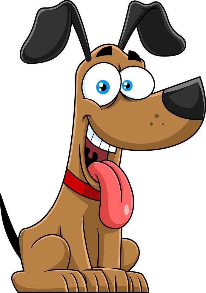 Happy Brown Dog Cartoon Character With Tongue Out vector